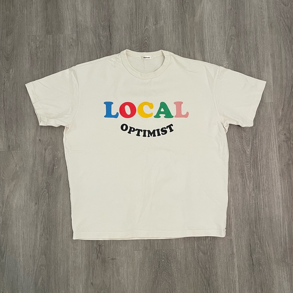Madhappy Cream Short Sleeve Tee with Colorful Print